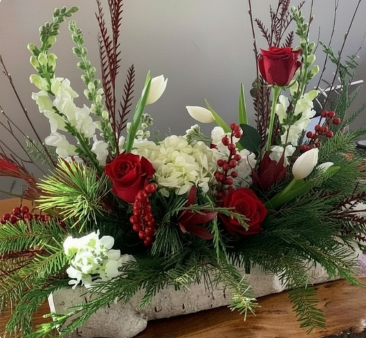 Festive Florals on a Log